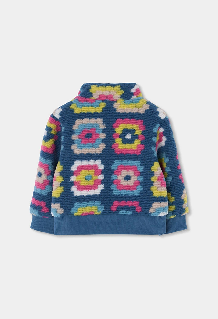 Mädchen-Plüschmantel grün geometrischer Druck