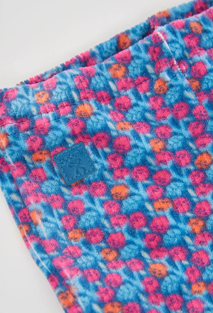 Calças de menina estampado flores azul em sino