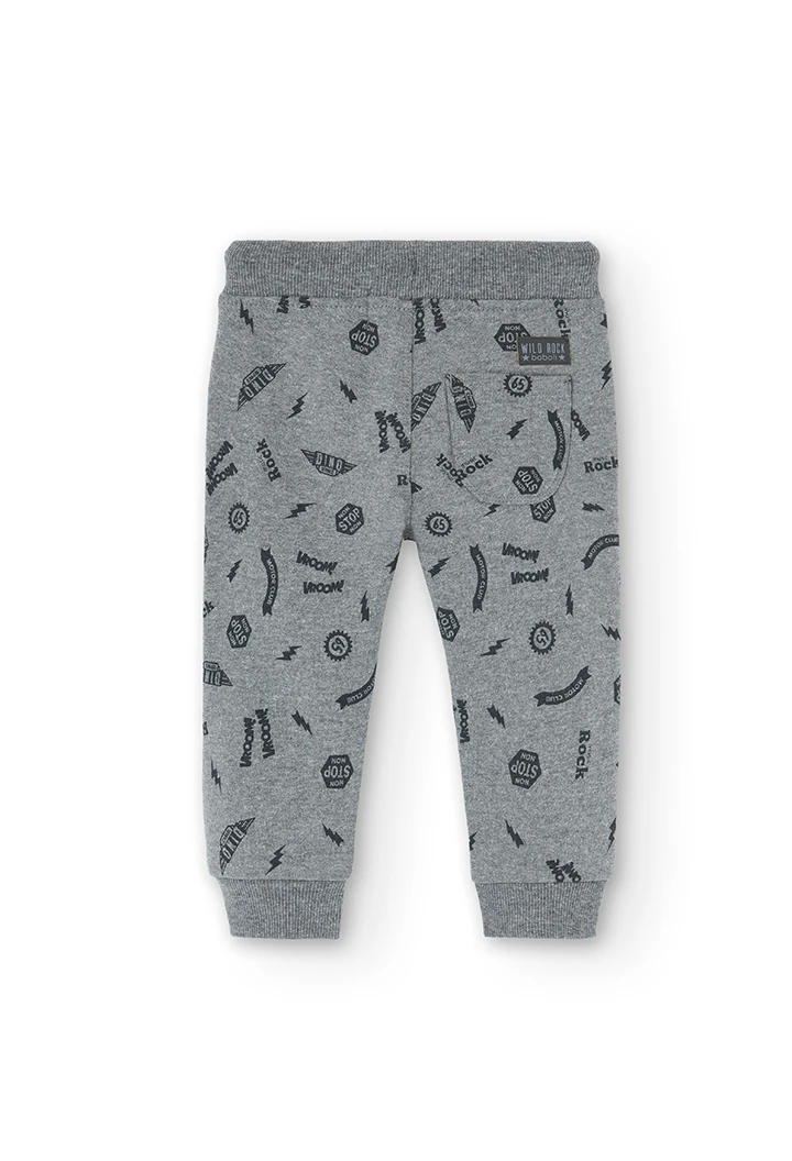 Pantalón felpa "escudos" de bebé niño