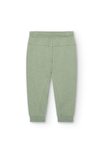 Baby boy\'s green flamé plush trousers