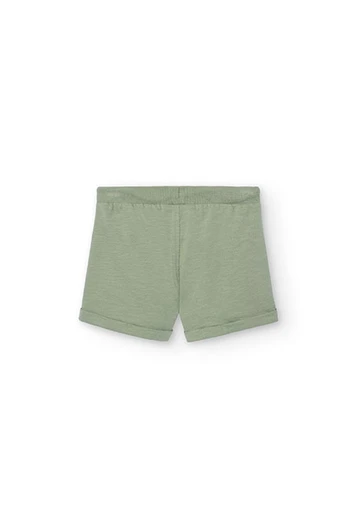 Baby boy\'s flamé plush shorts in green