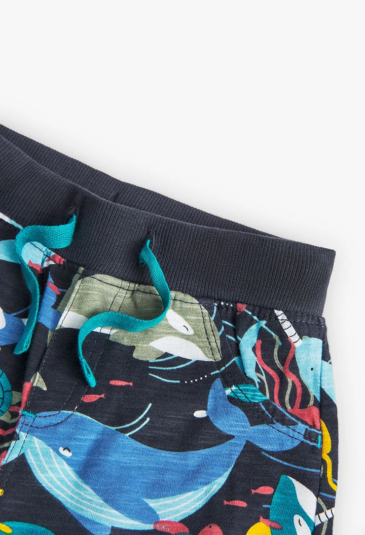 Strick-Bermuda-Shorts in Flamé, bedruckt, für Baby-Jungen