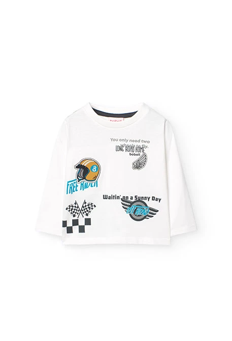 Camiseta de punto para bebé niño en blanco