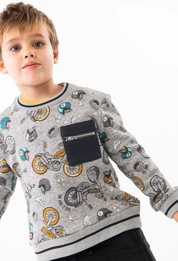 Sudadera de felpa para bebé niño con estampado de motos