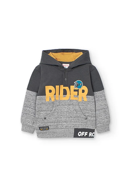 Fleece sweatshirt for baby boy in grey