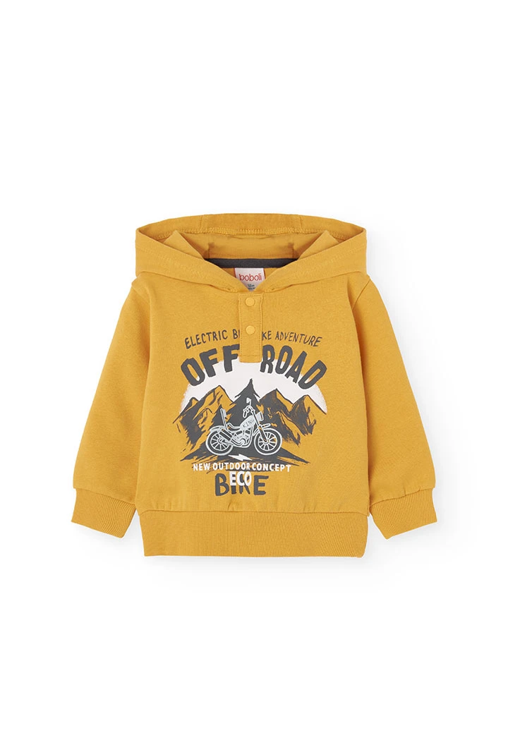 Conjunto de sweatshirt e calças de felpa para bebé menino em amarelo