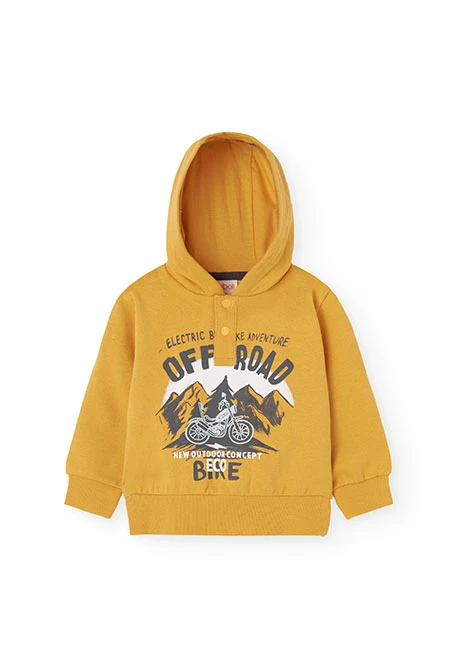 Conjunto de sweatshirt e calças de felpa para bebé menino em amarelo