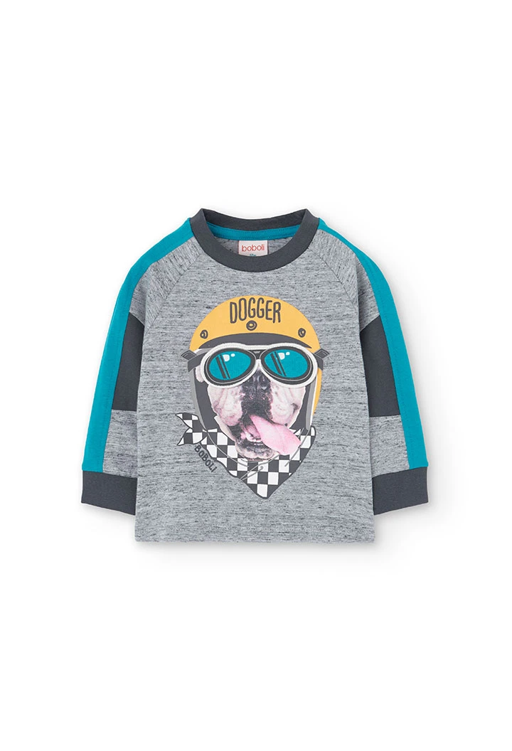 Sweatshirt für Baby-Jungen in Grau mit Aufdruck