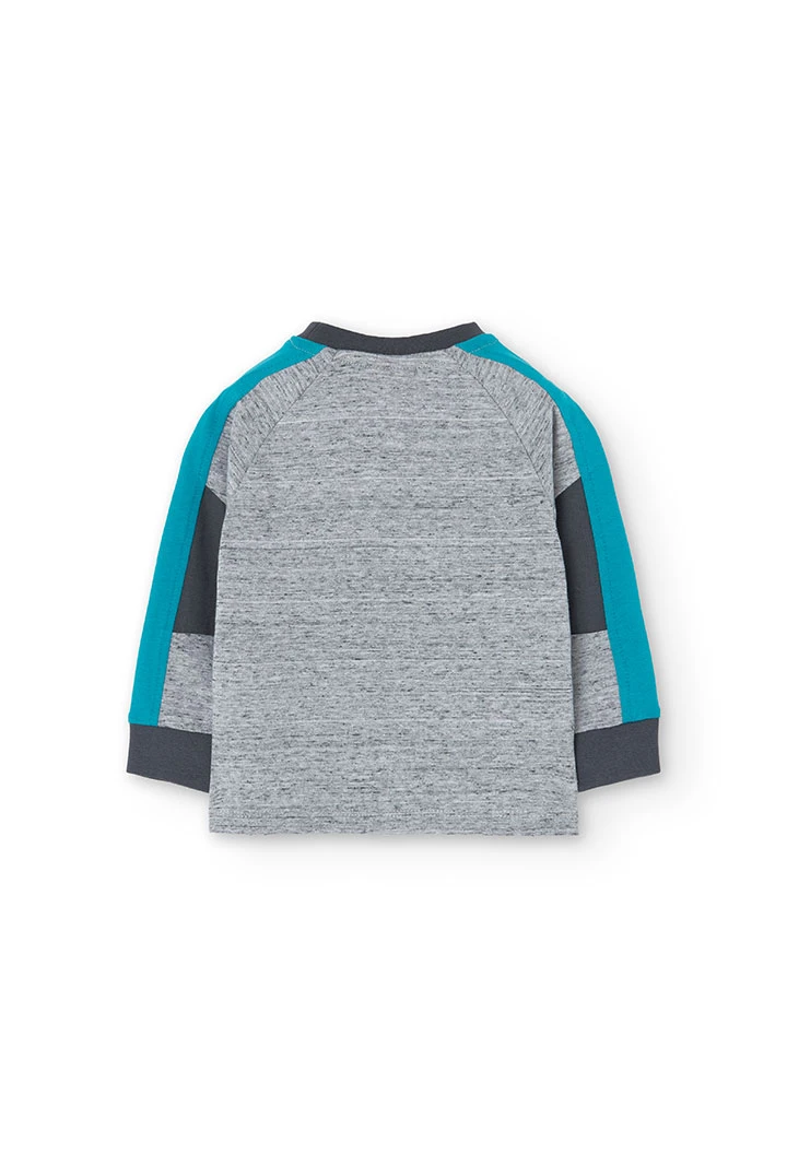 Sudadera de felpa para bebé niño en gris con estampado