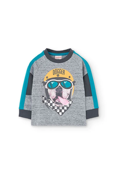 Camiseta para bebé niño en gris con estampado