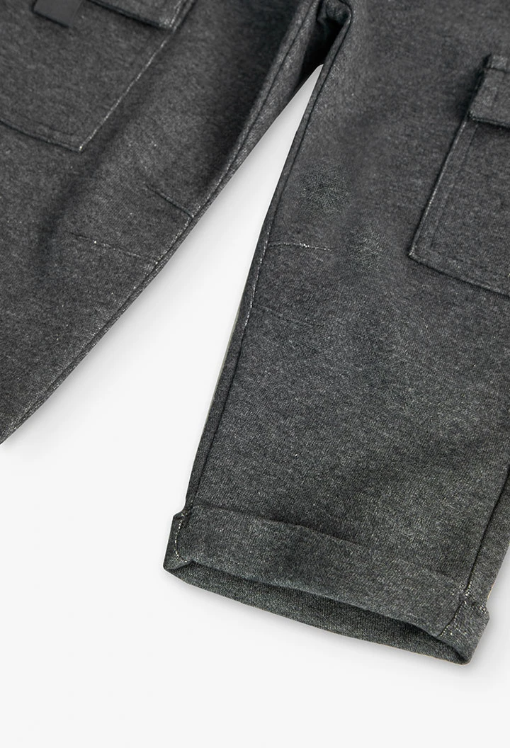 Pantalon cargo pour bébé garçon en gris chiné