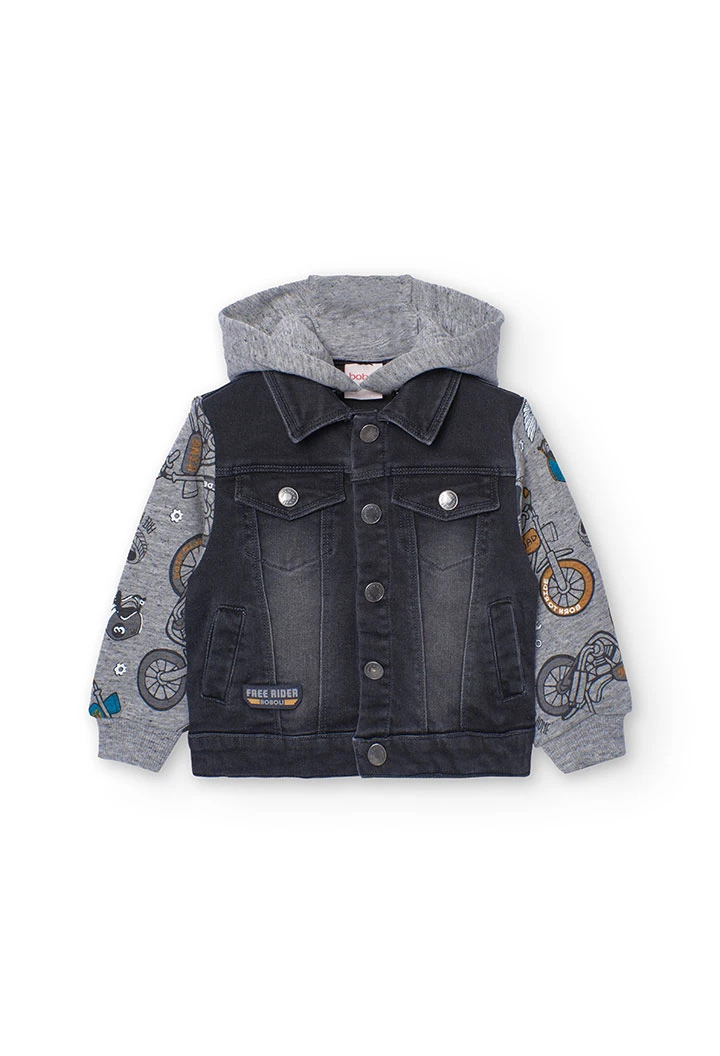 Black denim jacket for baby boy