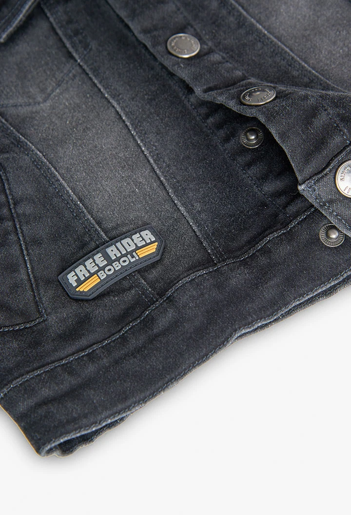 Cazadora denim para bebé niño en negro