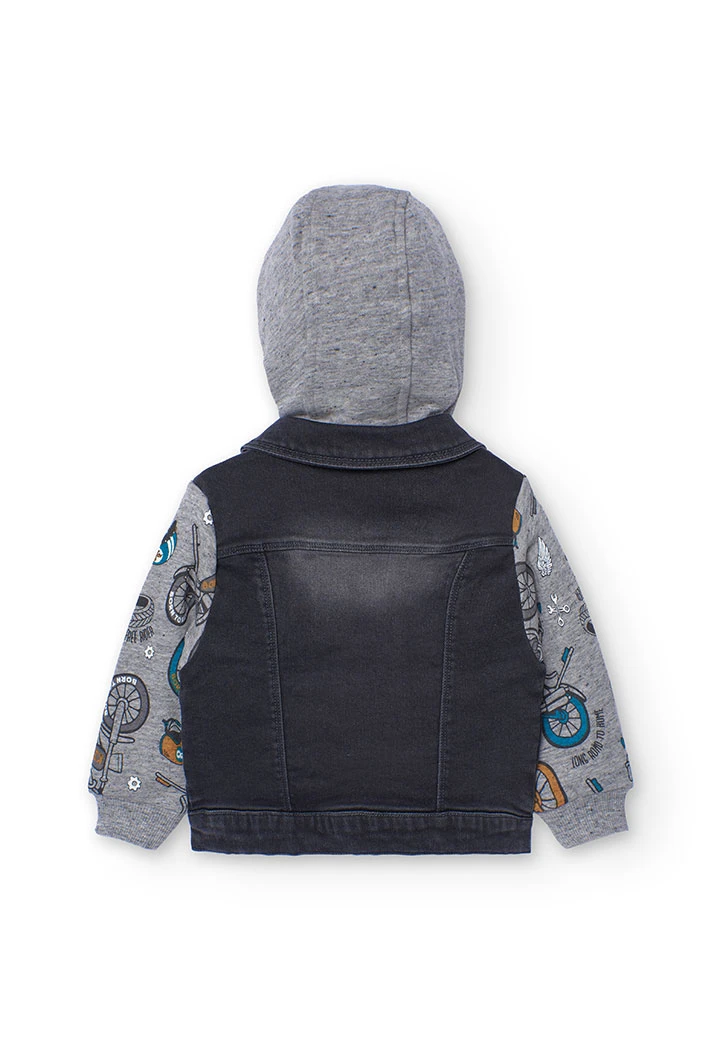 Black denim jacket for baby boy