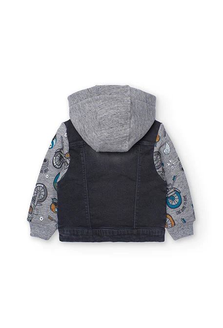 Black denim jacket for baby boy