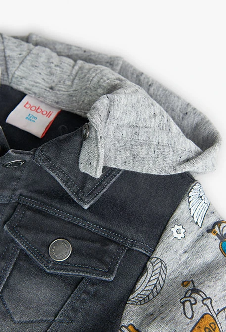 Black denim jacket for baby boy