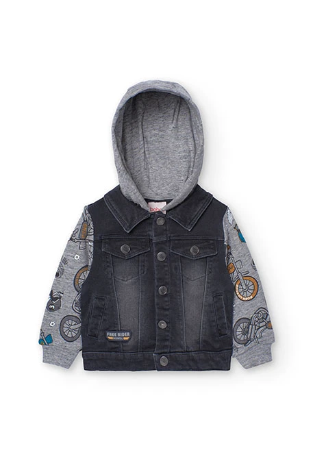 Black denim jacket for baby boy