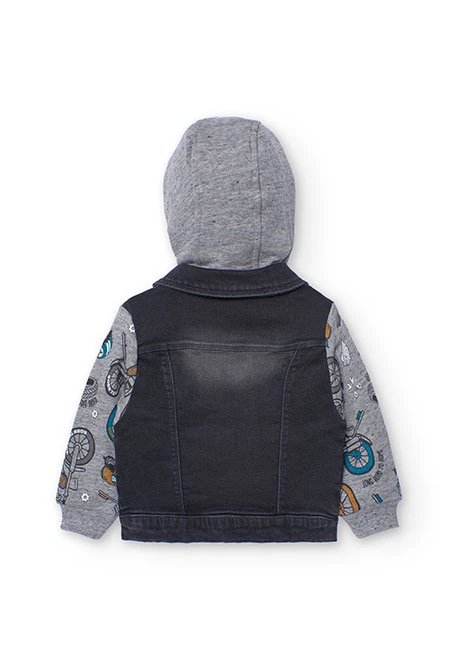 Black denim jacket for baby boy