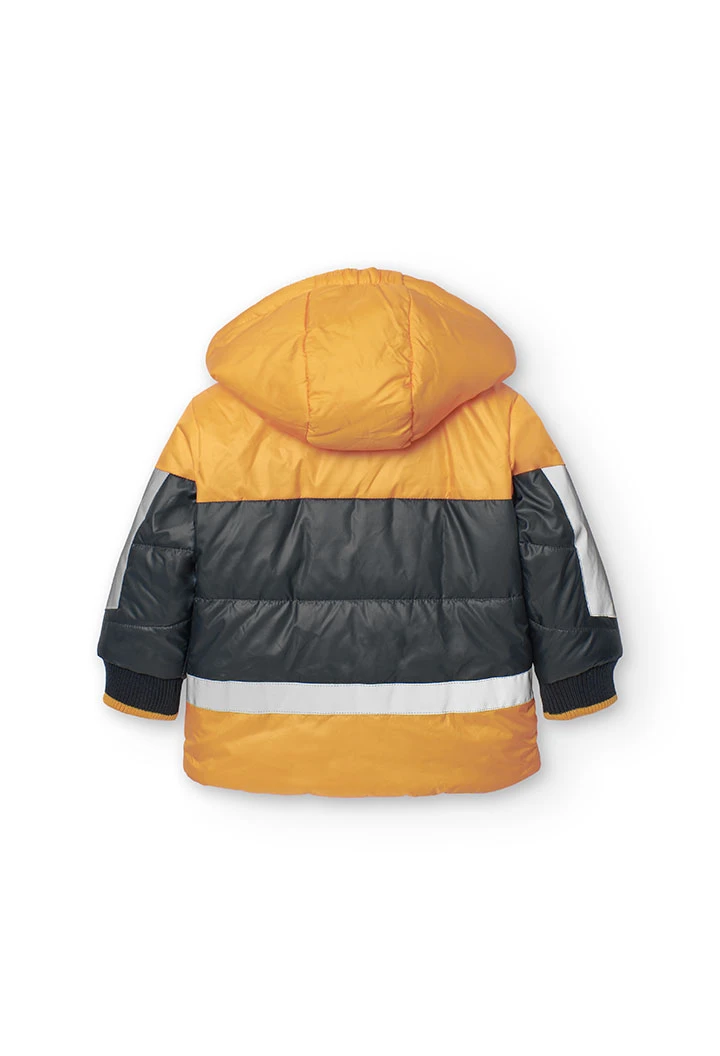 Reversible parka for baby boy in yellow