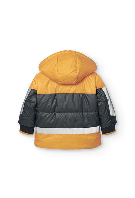 Parka reversível para bebé menino em amarelo