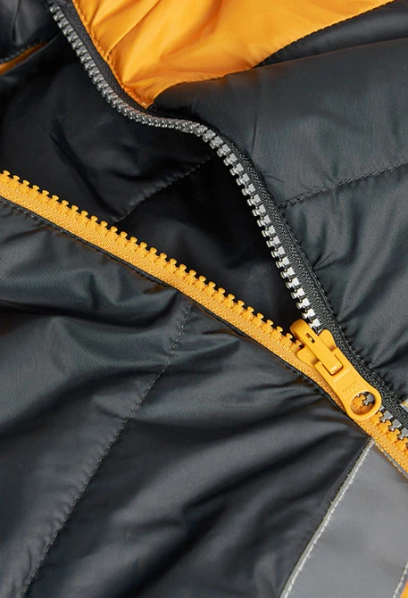 Parka reversível para bebé menino em amarelo