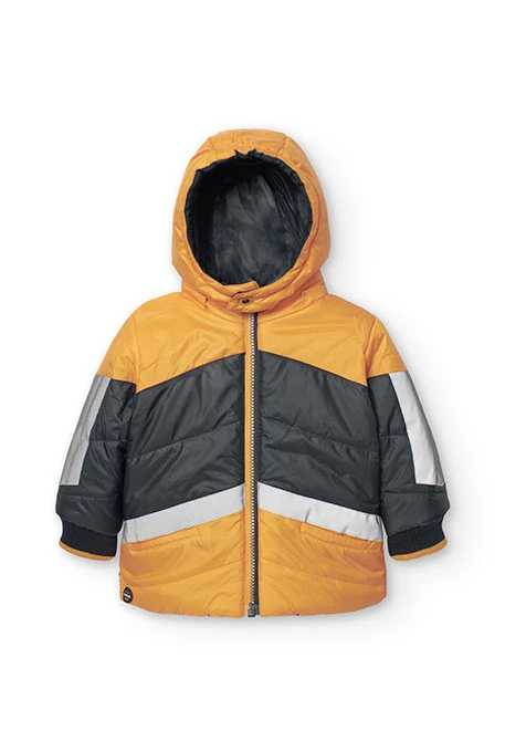 Parka reversível para bebé menino em amarelo