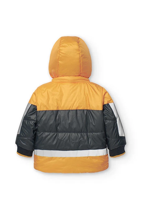 Reversible parka for baby boy in yellow