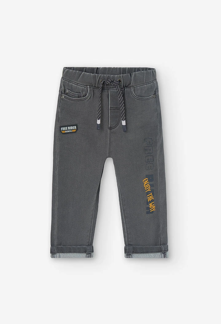 Grey denim trousers for baby boy