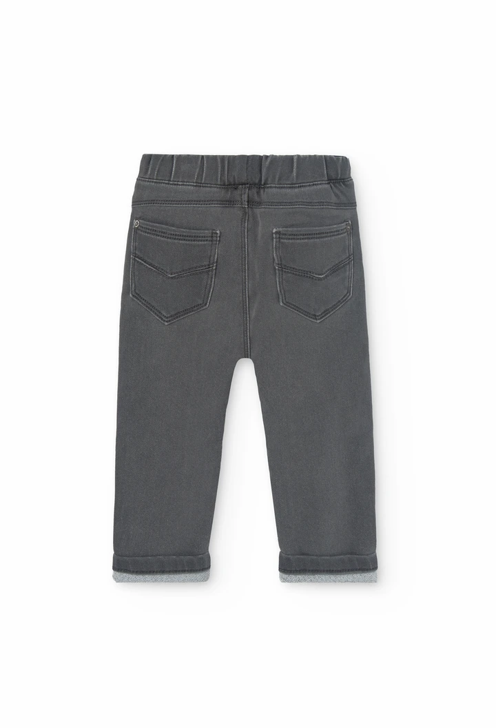 Grey denim trousers for baby boy