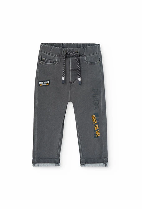 Grey denim trousers for baby boy