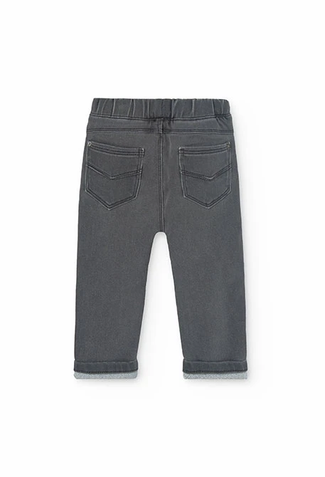 Grey denim trousers for baby boy