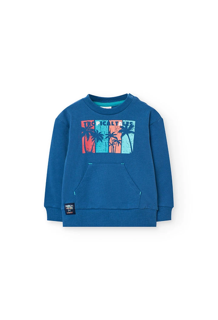 Terry sweatshirt for baby boy in blue colour