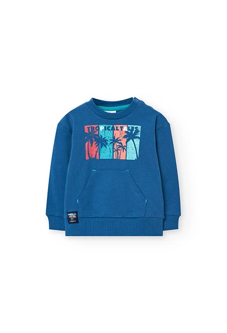 Terry sweatshirt for baby boy in blue colour