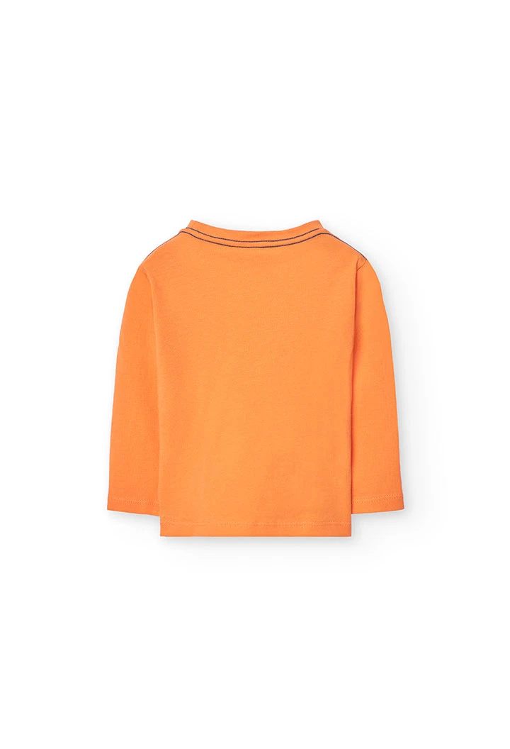 T-shirt en tricot pour bébé garçon en orange à manches longues