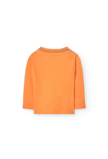 Camiseta de punto para bebé niño en naranja de manga larga