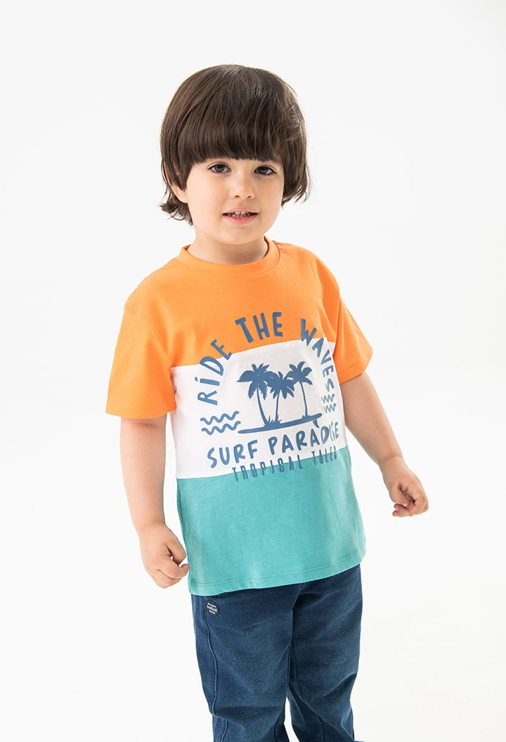 Camisola de malha para bebé menino em laranja