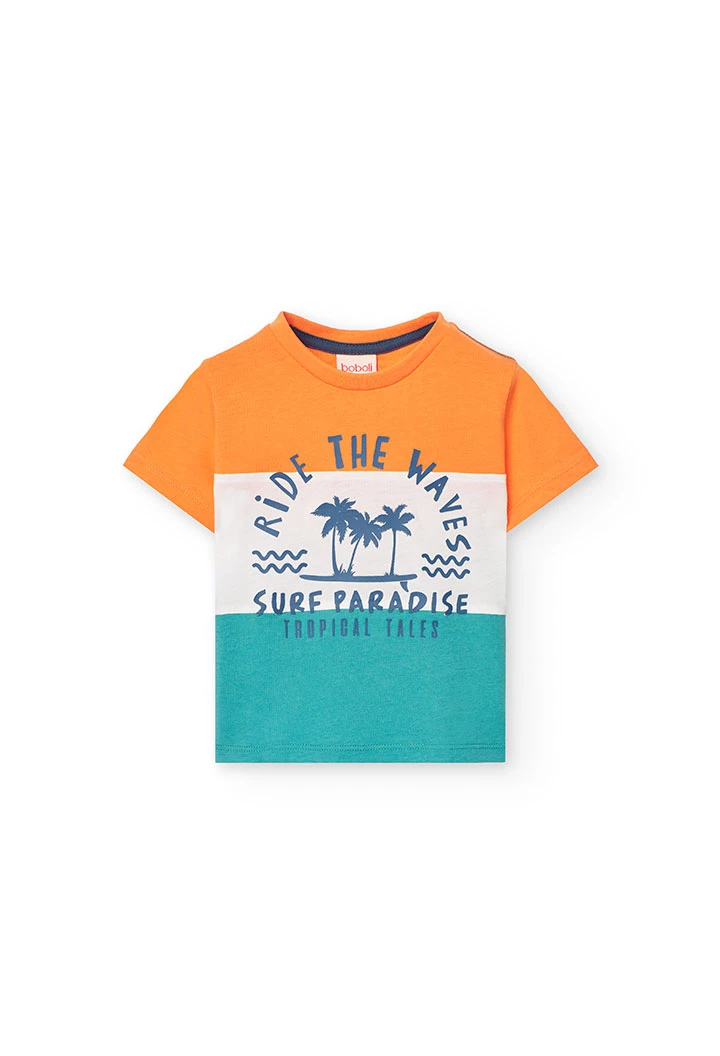 Camiseta de punto para bebé niño en naranja