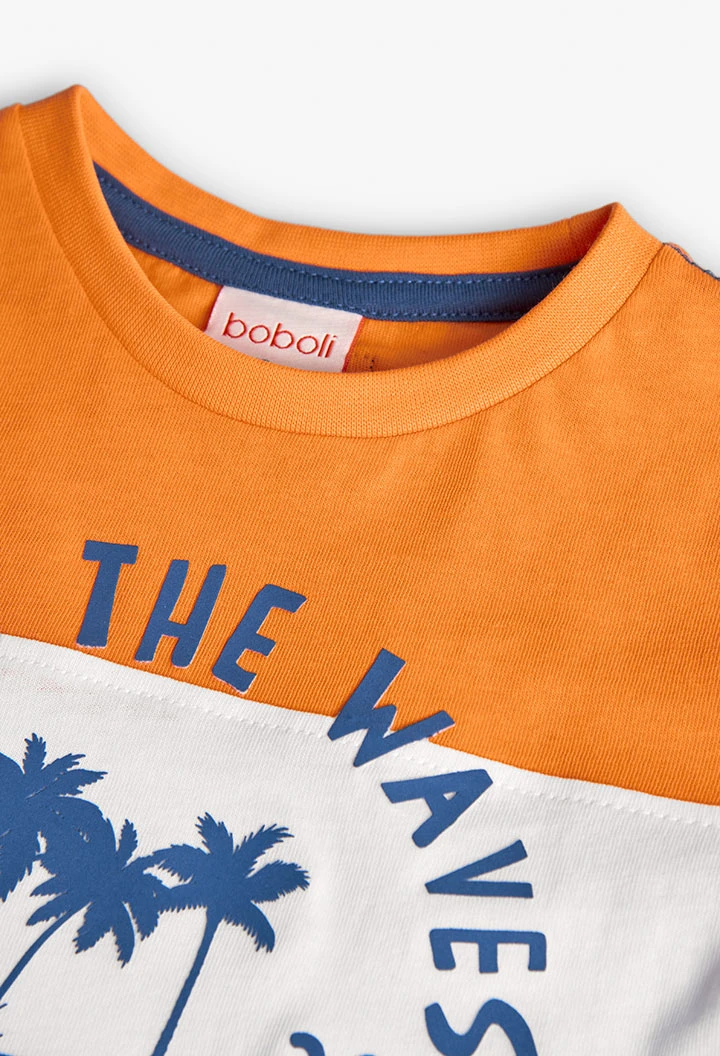 Strick-T-Shirt für Baby Jungen in Orange