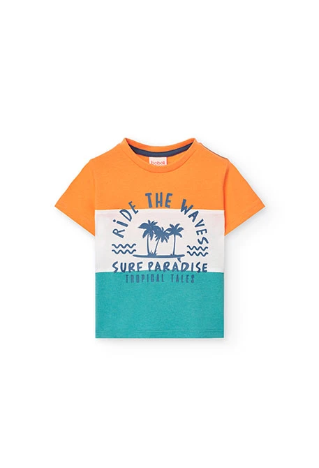 Camiseta de punto para bebé niño en naranja