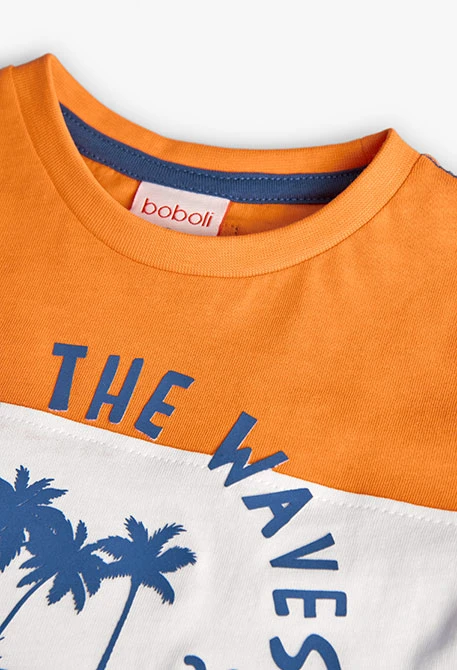 Camiseta de punto para bebé niño en naranja