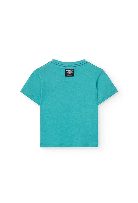 Baby boy knitted T-shirt in green with letter print