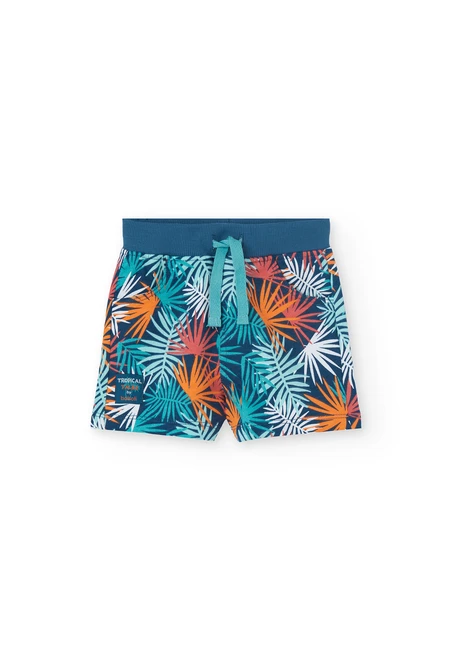 Bermudas de malha para bebé menino com estampado tropical