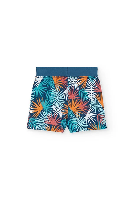 Knitted shorts for baby boy with tropical print