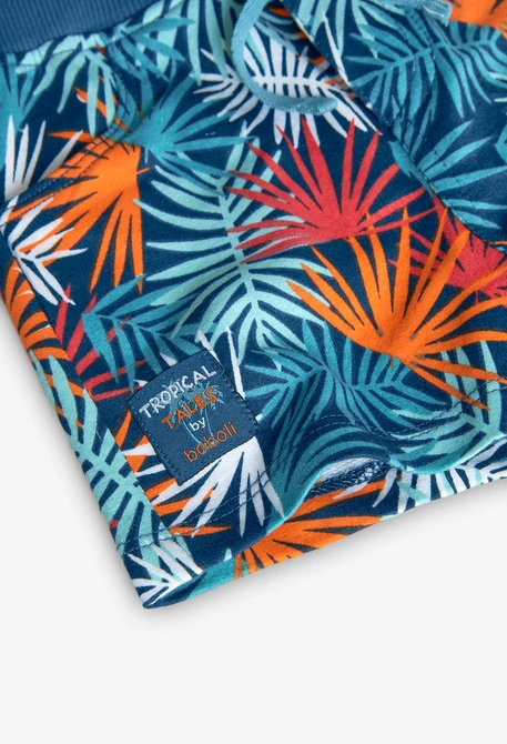 Bermudas de malha para bebé menino com estampado tropical