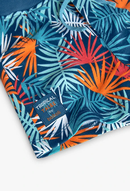 Knitted shorts for baby boy with tropical print