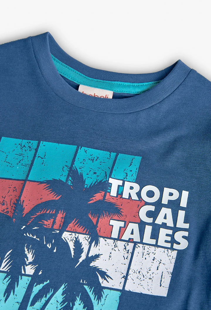 Baby-Jungen-Strick-T-Shirt in Blau