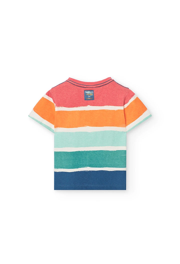 Baby boy knitted t-shirt with a multicoloured print