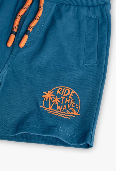 Gestrickte Bermuda-Shorts für Babyjungen in Blau