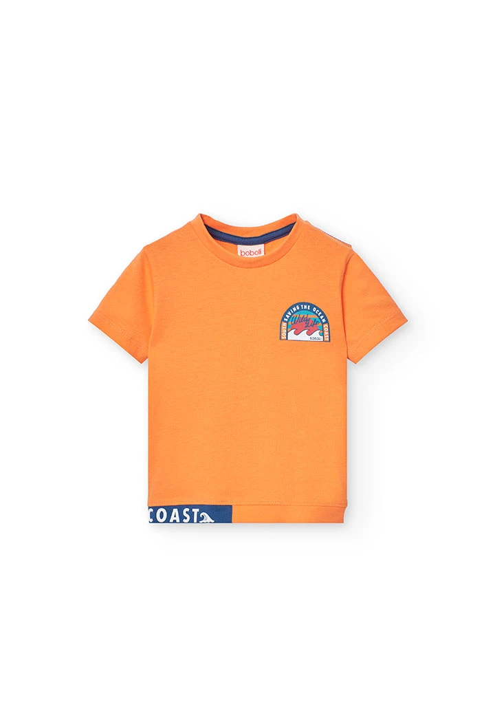 Camiseta de punto para bebé niño en color naranja