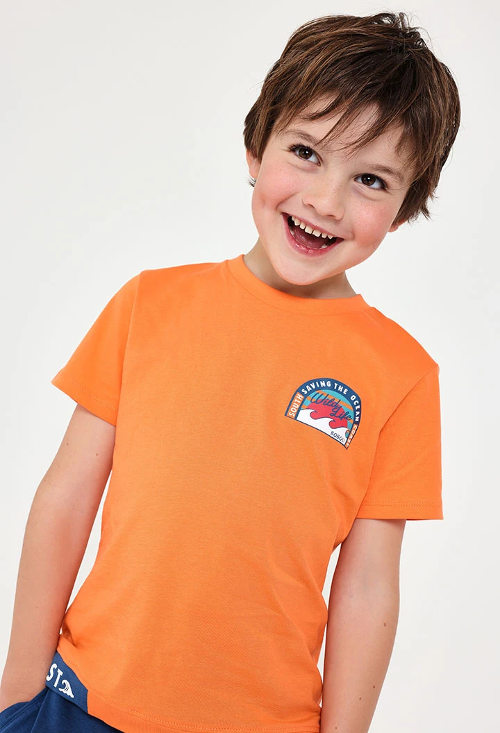 Maglietta in maglia per neonato di colore arancione